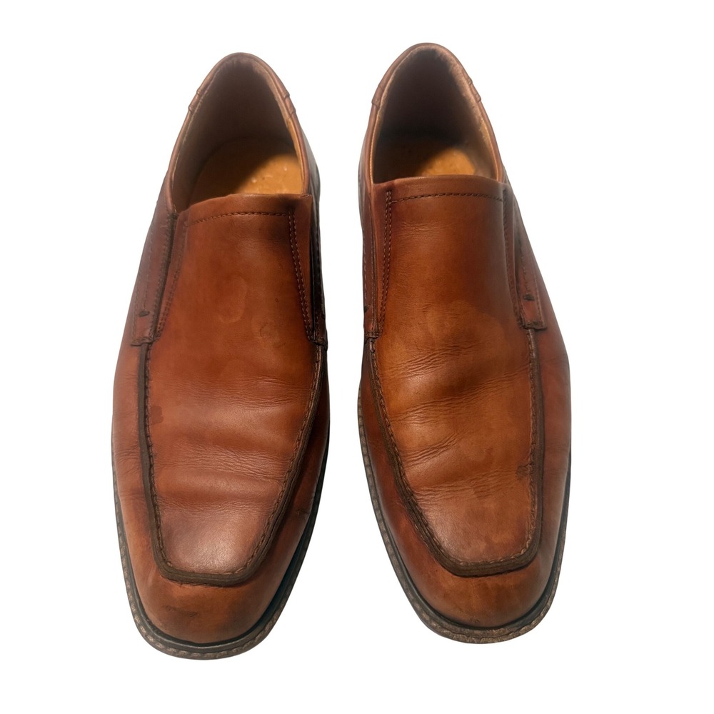 ECCO Mens Brown Leather Slip On Loafers Extra Width Apron Toe Dress Shoes 43